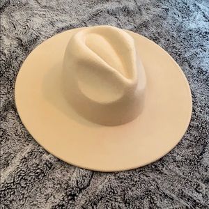 Wide flat brim wool hat